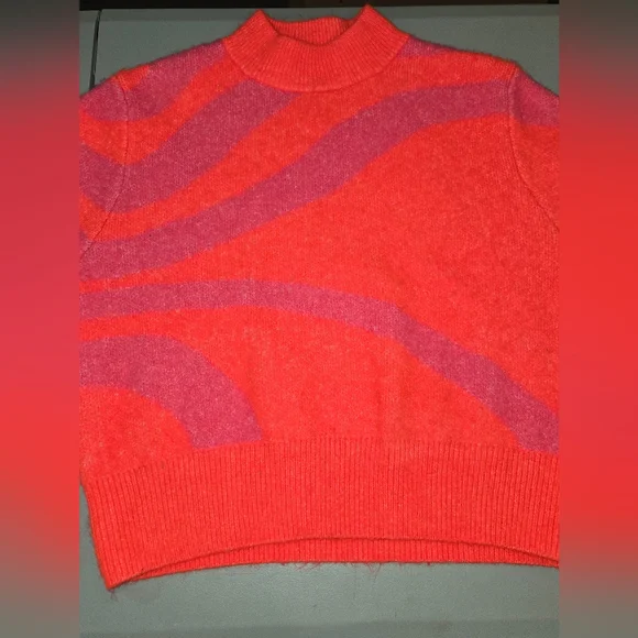Zara Vibrant Red Knit Sweater 3c13 - Picture 2 of 4